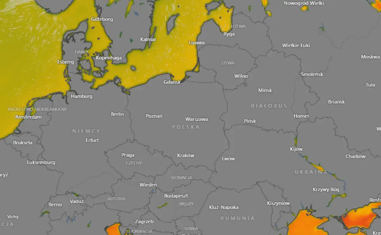 Mapa temperatury wody Bałtyk Polska