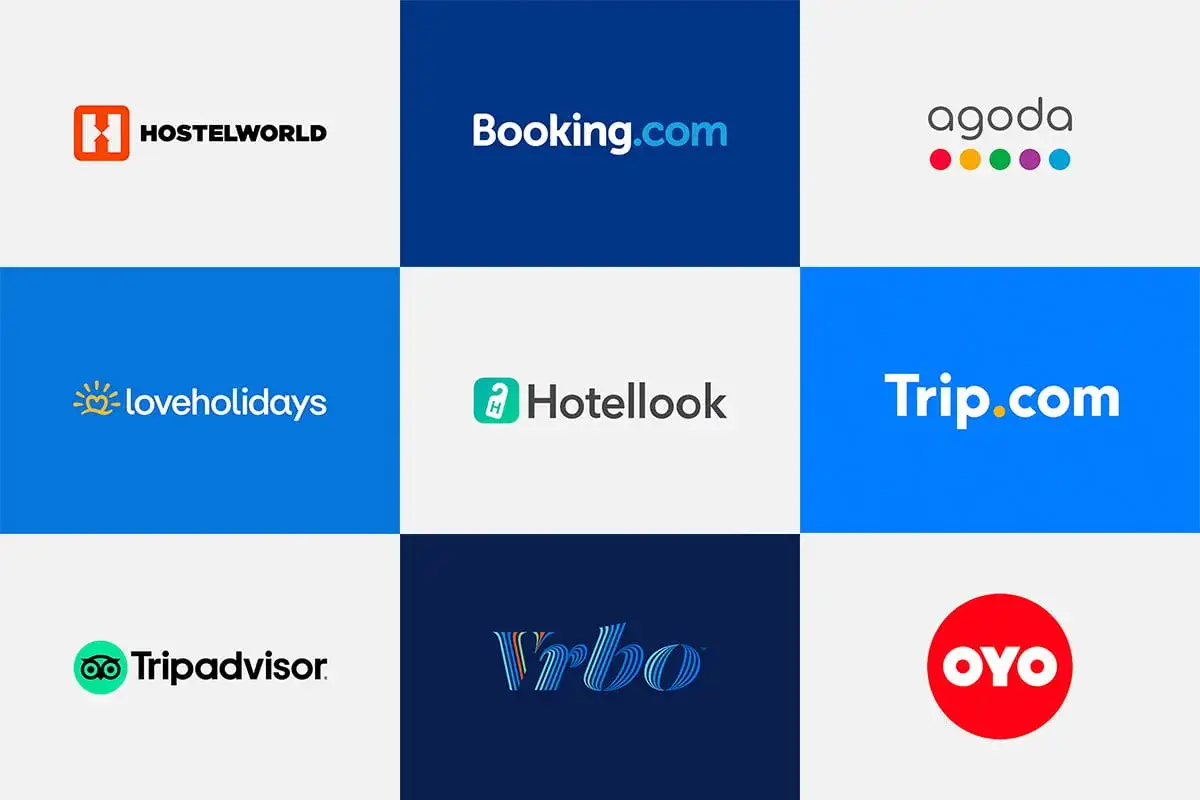 ikony portali rezerwacyjnych i porównywarek noclegów